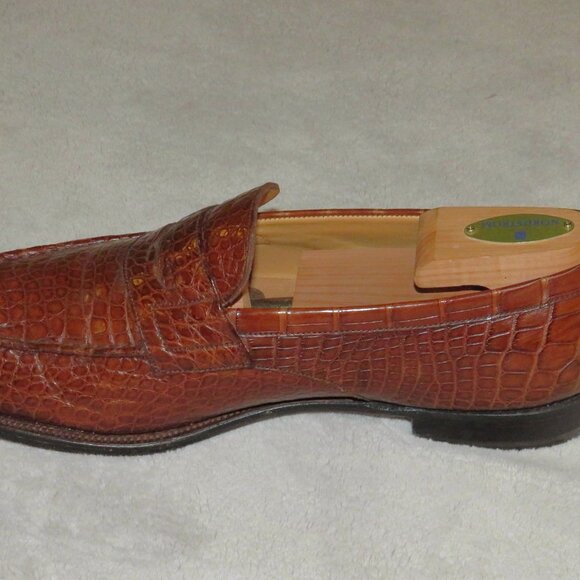 J.M. Weston 180 Brown Crocodile Leather Loafers US 9.5 D main image 11